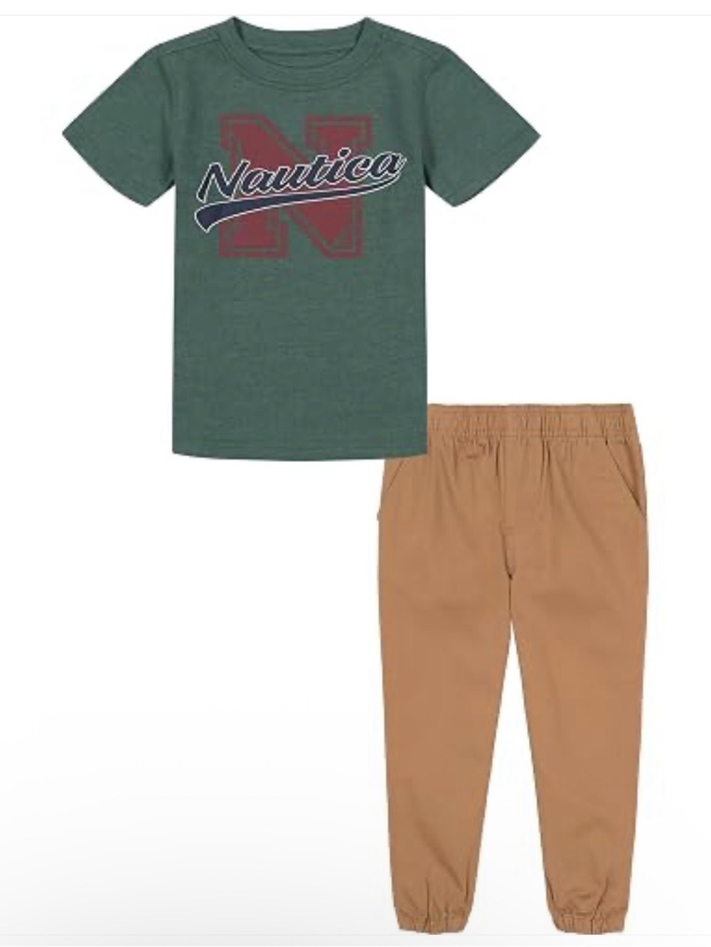 Pre-owned Nautica Boys 2- Piece Crewneck tee with woven Jogger pant Set/Size: 4